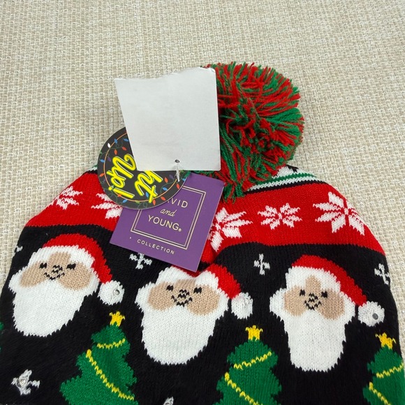 Nordstrom Rack Santa Claus‎ Christmas Hat Beanie with Pom-Pom & Lights One Size - Picture 2 of 6